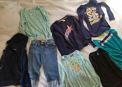 Girls Size 10 / 12 Clothing - Lot of 8 (Old Navy Jeans Capris & 7 Tops)