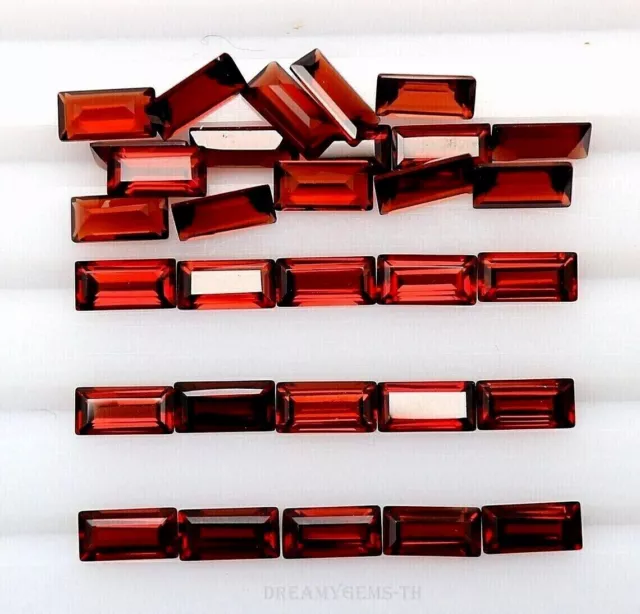 Wholesale Lot 6x3mm Baguette Cut Natural Mozambique Garnet Loose Calibrated Gems