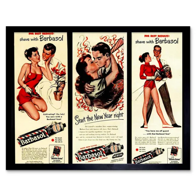 Vintage Advert Shaving Men Shave 12X16 Inch Framed Art Print