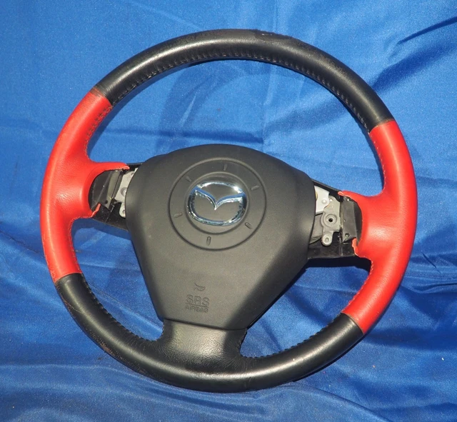 2004-2008 Mazda RX-8 Noir & Rouge Cuir Direction Roue OEM Avec / O Controls