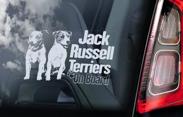 JACK RUSSELL TERRIERS Car Sticker, Dog Window Sign Bumper Decal Gift Pet - V06