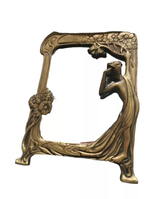 Solid Brass Art Nouveau Lady By The Lake Mirror