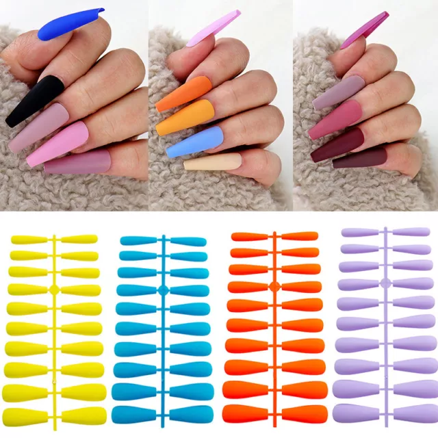 20Pcs Matte False Nails Long Ballerina Nail Art Tips Full Cover Coffin Nails R 2