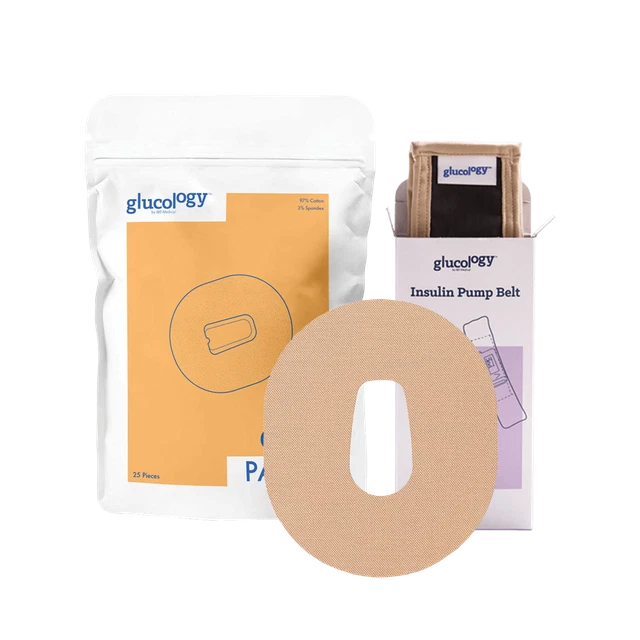 Paquete de MCG Glucology® Beige | Cinturón de bomba de insulina + 25...