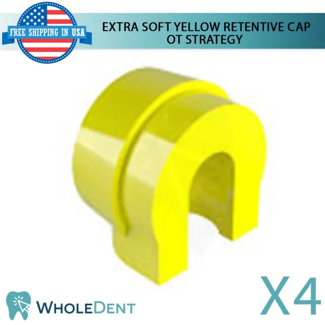 4x OT Strategy Attachment Yellow Silicone Inserts Retentive Caps Dental Implant