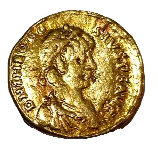 Ancient Theodosius  Gold Electrum Tremissis  Coin. 565-578.A.d. 1,0 Gr.13 Mm