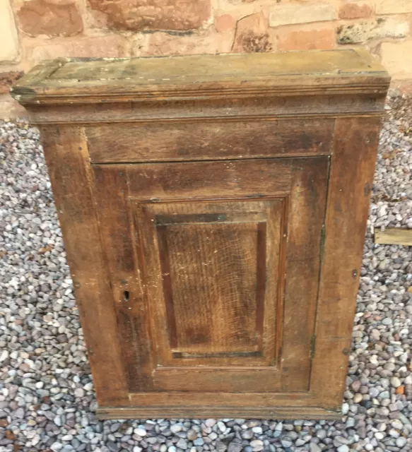 Antique 18th Century Oak And Mahogany Cross Banded Cupboard