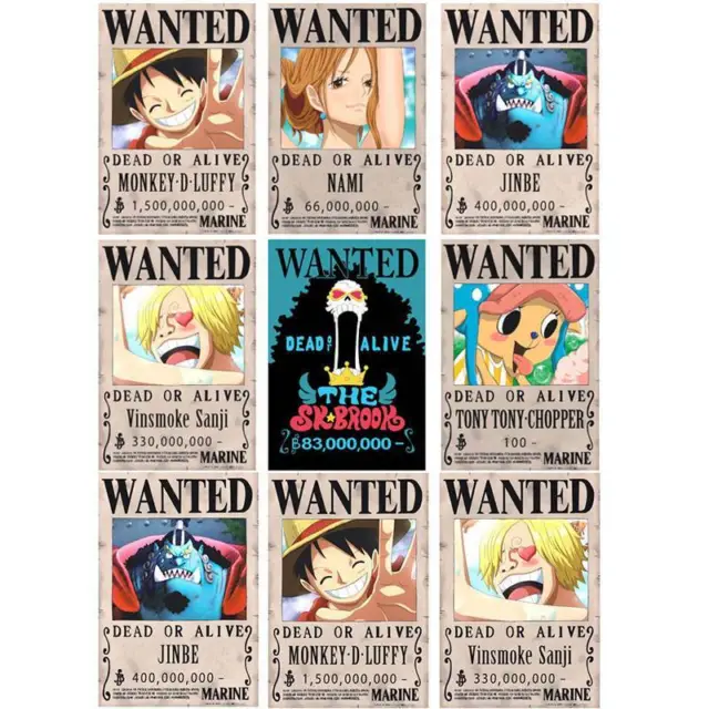 10X ONE PIECE Wanted Posters Anime Poster Luffy Nami Robin Sanji Póster  Dibujos EUR 7,71 - PicClick FR