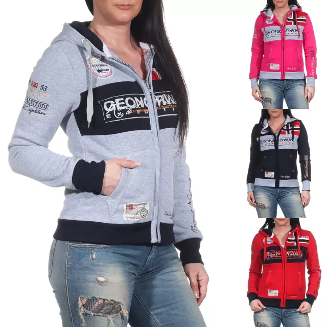 Geographical Norway Damen Sweat Jacke Hoodie Pullover Pulli Hoody Sweater Kapuze