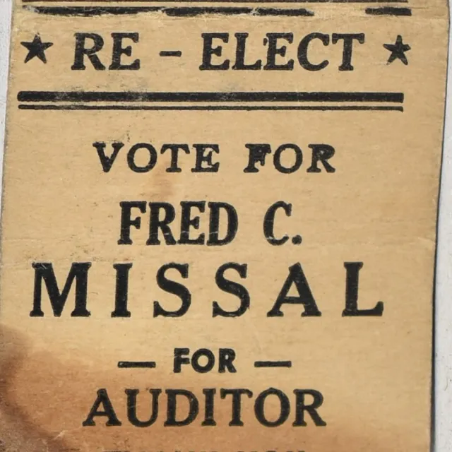 1934 Fred C Missal Hancock County Auditor Britt Iowa Republican Party Candidate