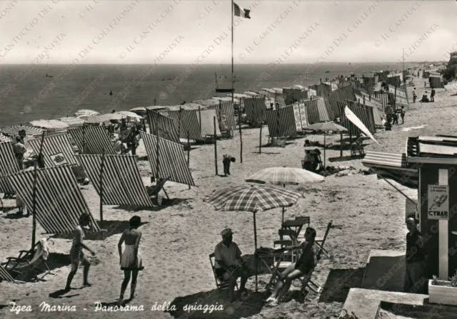 1955 IGEA MARINA Rimini Panorama della spiaggia Cartolina 