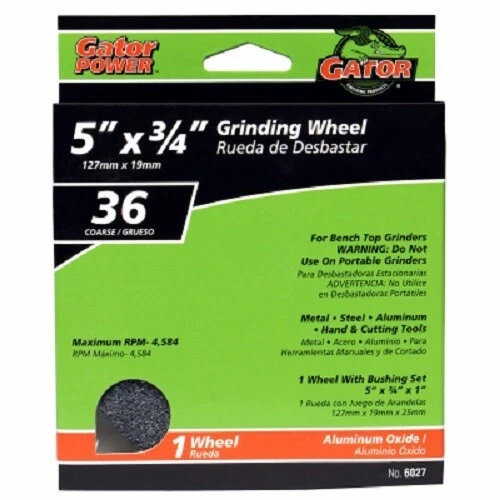 Ali GatorGrit, 5" x 3/4" x 1", Coarse Grinding Wheel, 6027GA