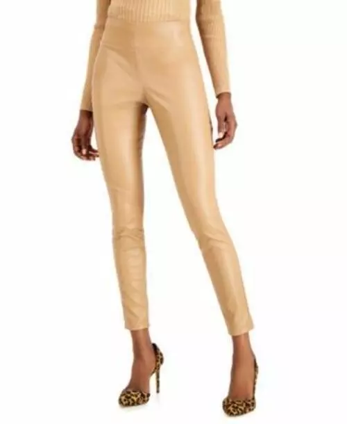 MSRP $60 International Concepts Faux-Leather Leggings Ginger Crisp Size 6