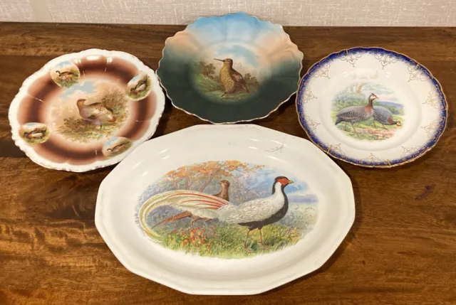 Collection Of 4 Antique Decorative Game Bird Plates - Limoges