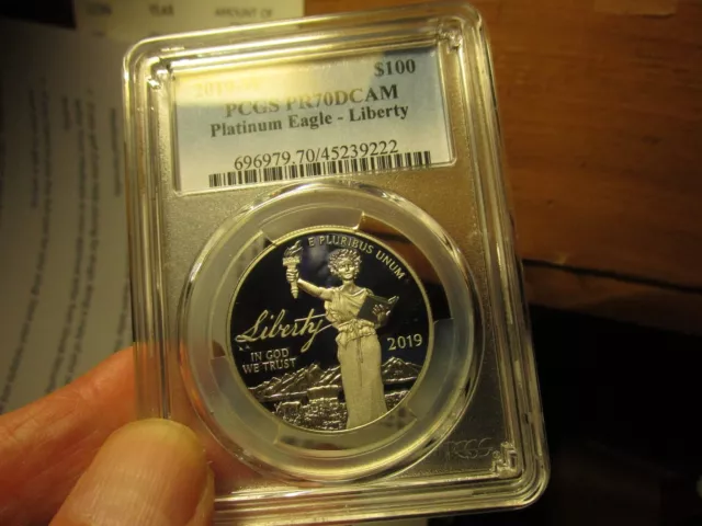 Perfectly Graded 2019-W Platinum Eagle - Liberty  Pcgs  Proof 70 Deep Cameo $100