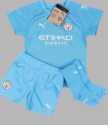 Nuovo Manchester City 3-6 mesi kit calcio neonato bambino pantaloncini uomo