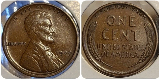 1909 VDB Lincoln Wheat Cent XF/ EF copper Penny 1c Coin as pictured