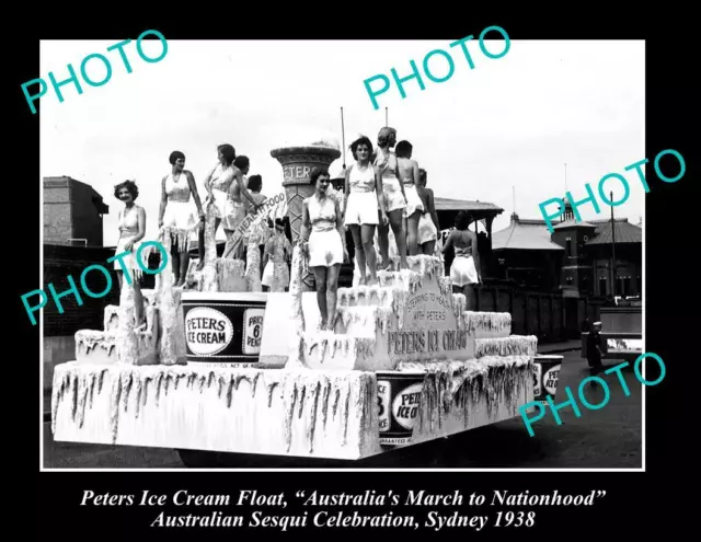 OLD 8x6 HISTORIC PHOTO OF PETERS ICE CREAM CELEBRATIONS FLOAT c1938 SYDNEY NSW