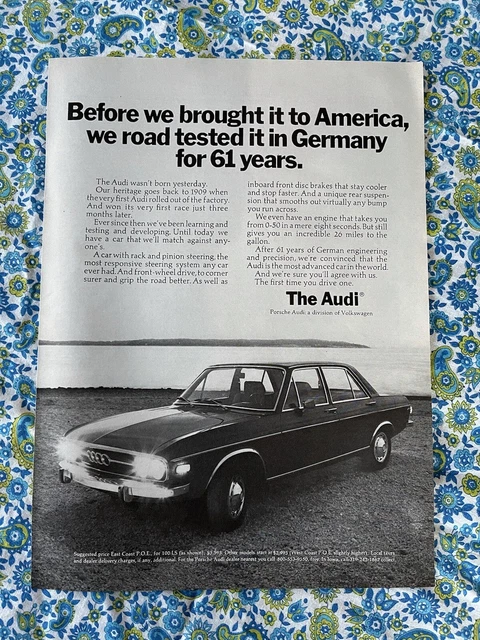 Vintage 1971 Audi Print Ad Road Tested In Germany For 61 Years