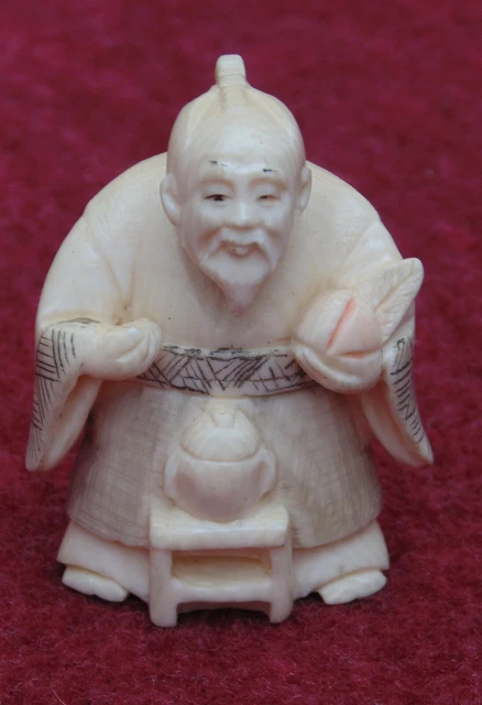 rare magnifique ancien statue chine sculpté a la main très fin détail signé n°2