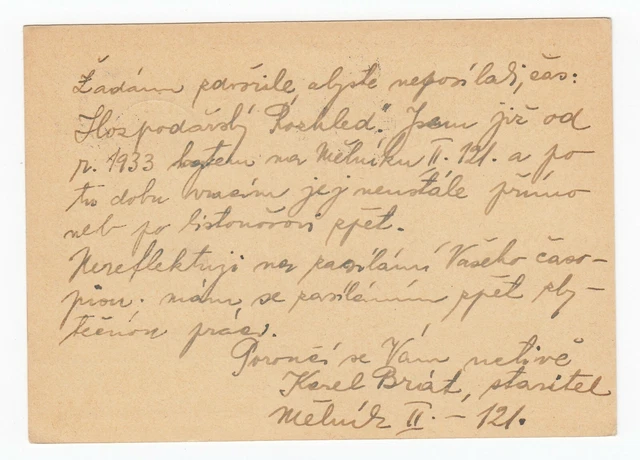 Böhmen & Mähren Postkarte Ganzsache Melnik 2 Mělník 2 nach Prag Praha 1940 2
