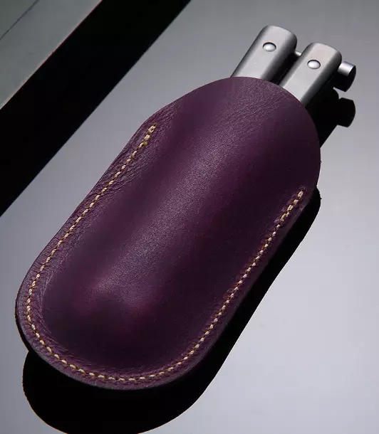 fold knife Jackknife bag penknife pouch cow leather cover scabbard purple 1053