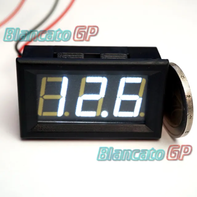 Voltmetro digitale 3-30V LED BIANCO [tensione tester pannello auto moto camper