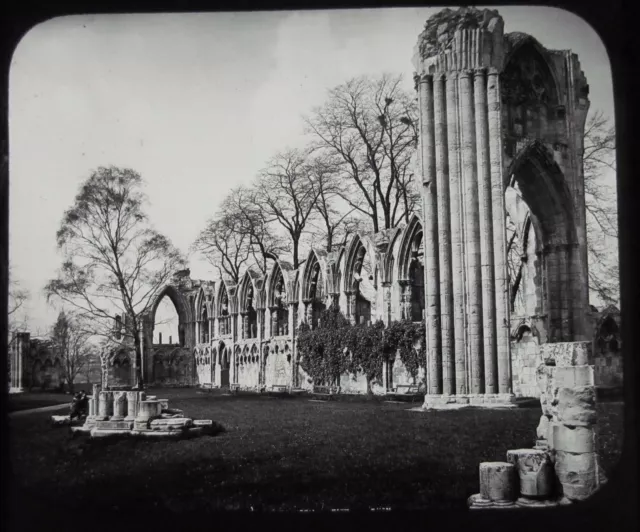 Glas magische Laterne Rutsche ST MARYS ABBEY YORK NR. C1890 VIKTORIANISCHES FOTO ENGLAND
