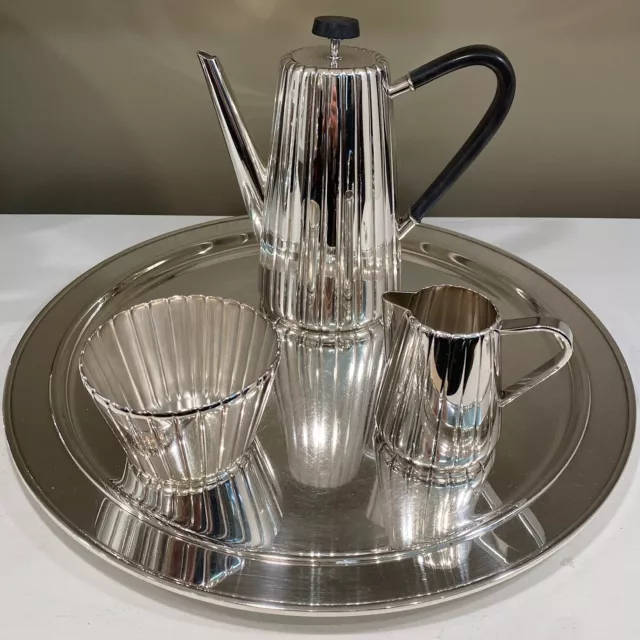 Rare Georg Jensen 3 pc Sterling Silver Coffee Set, Designed by S. Bernadotte