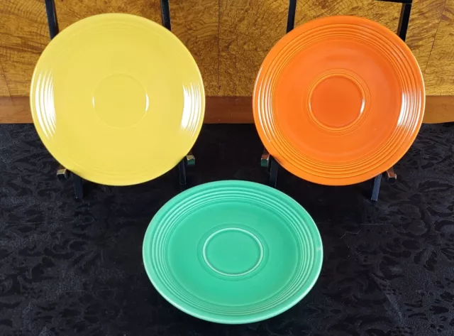 Vtg Genuine Fiestaware HLCo•6" Plates •3 OG Colors •Radioactive Red-Yellow-Green