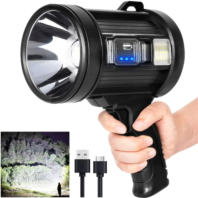 200000LM LED Searchlight Spotlight Torch USB Rechargeable Camping Work Light