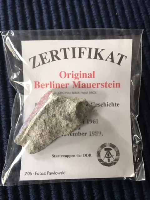 Real Piece of the BERLIN WALL with Certificate of Authenticity, Small