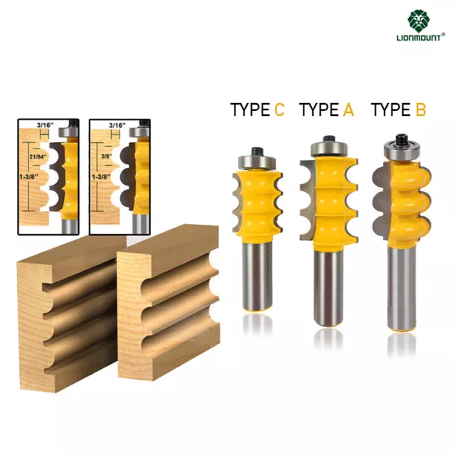 1/2" Shank Triple Bead Column/Face Edge Moulding Router Bit Furniture Trim