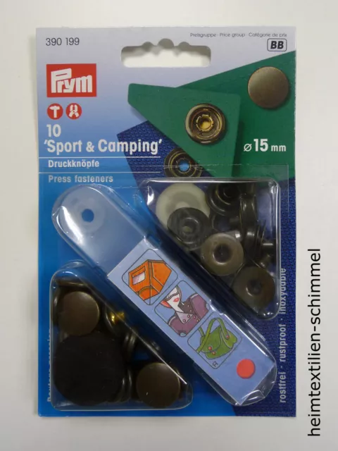 PRYM Sport & Camping Druckknopf Druckknöpfe Anorak 15mm messing 390199