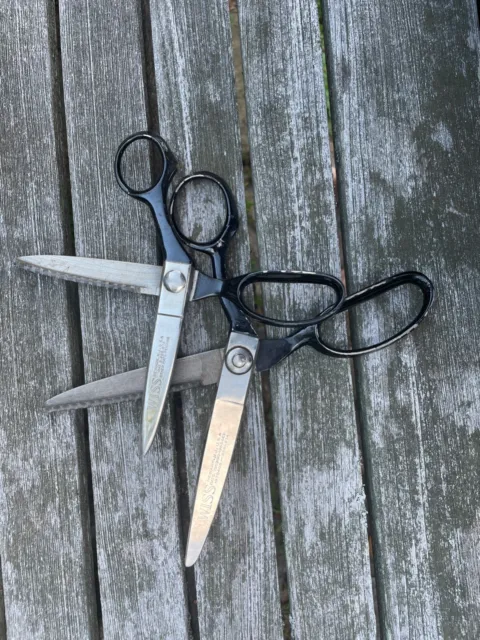 Wiss Pinking Shears Sewing Craft Scissor USA Two Vintage Right hand 7 1/2" 9 1/4 3
