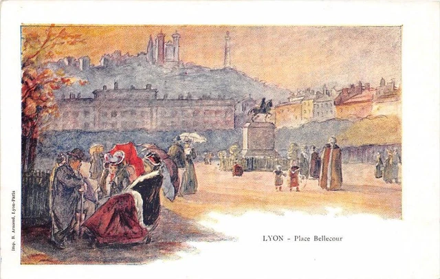 CPA 69 LYON ILLUSTRATEUR PLACE BELLECOUR  (dos non divisé)