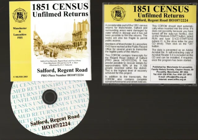 1851 Census : Salford Regent Road : Manchester : Cd : Genealogy : Family History