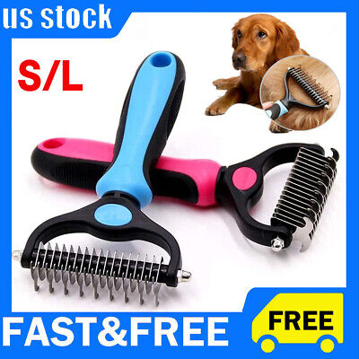 Professional Pet Grooming Tool 2 Sided Undercoat Dog Cat Shedding Comb Brush US