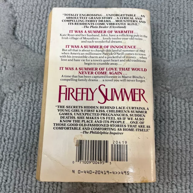 Libro de bolsillo Firefly Summer Contemporary Romance Libro Maeve Binchy Dell 1989 2