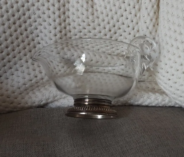 Frank H Whiting Glass Sterling Silver Base Heart Shaped Pouring Dish