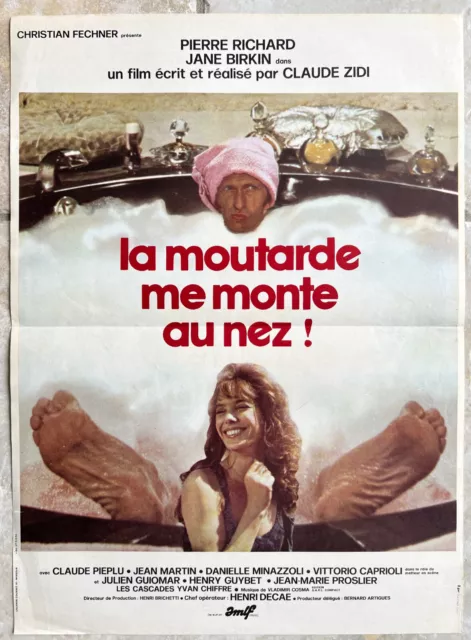 Affiche de cinéma 1974, film LA MOUTARDE ME MONTE AU NEZ, Birkin, Richard 40x60