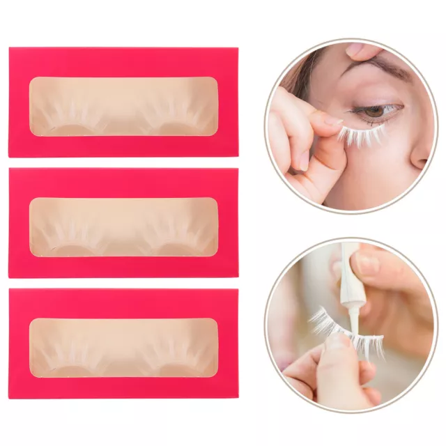 3 pares de pestañas japonesas maquillaje tallo transparente falso