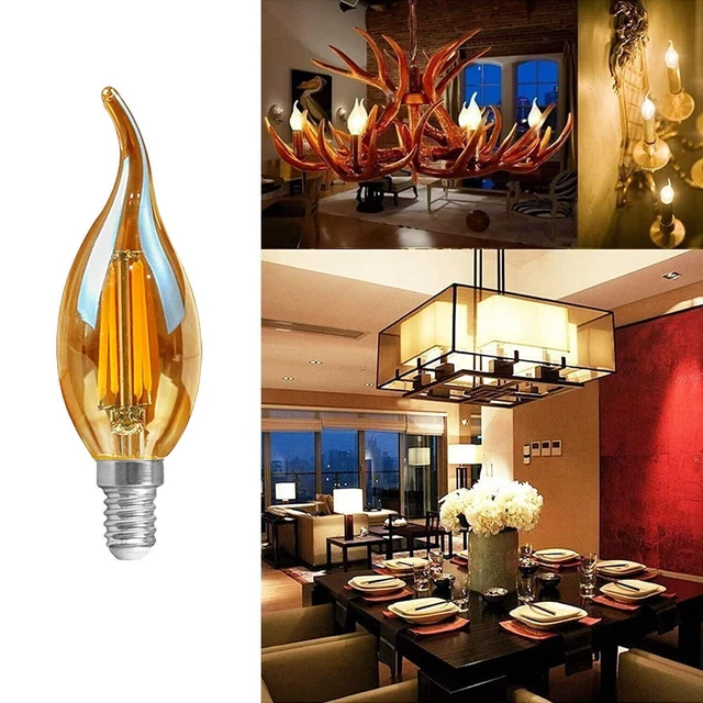 E14 LED Dimmable Candle Bulb C35 Filament Small Edison Screw Light Bulbs 4W