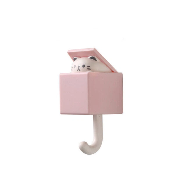 Cute Cat Hook Seamless Washroom Bedroom Door Hanger Key Umbrella Towel Cap Hook