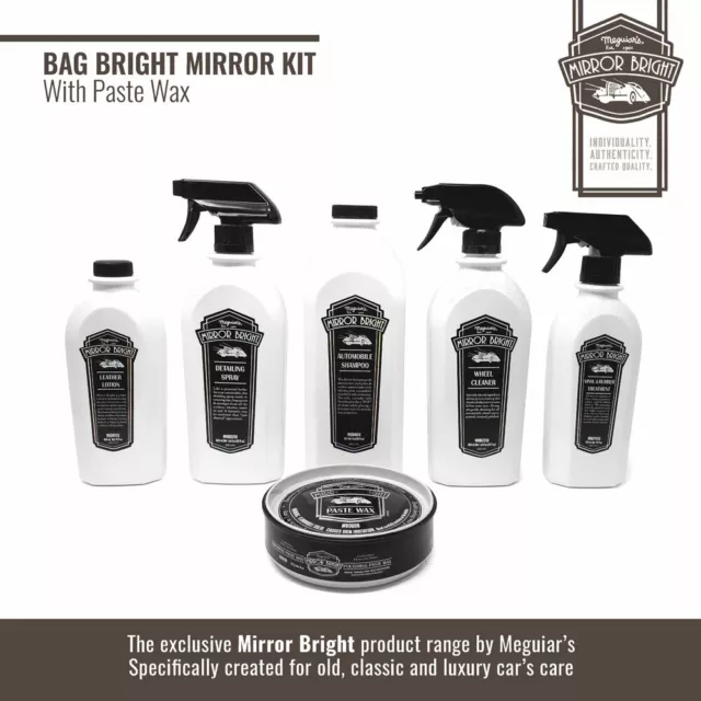 Set die Meguiar Mirror Bright Gamma Komplett Mit Wachs IN Pasta Tasche Und 2