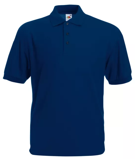 Navy Blue Fruit Of The Loom Polo Shirt, S M L Xl Xxl