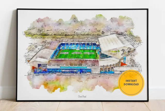 Leeds Utd Stadium Print, Wall Art Football Poster, Digital Download, Home Decor