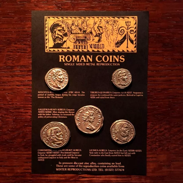 Set of 5 One-Sided Ancient Roman Coin Replicas •Educational Resource• FREE SHIP!