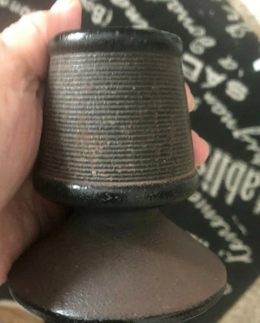 MCM CAST IRON Japan MATCH Safe HOLDER STRIKER Brown PEDESTAL GROOVED Pot OLD