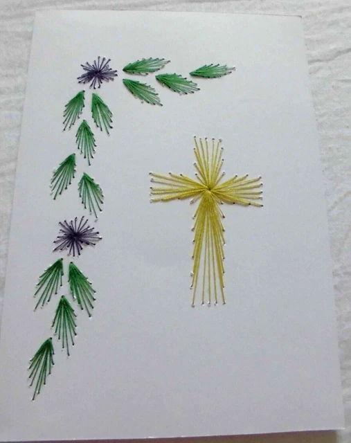Fadengrafik Kreuz mit Ranke